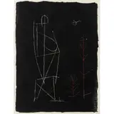 Robert Adams, Untitled (Figure, Tree, Bird), 1949, lithograph with possible hand-colouring