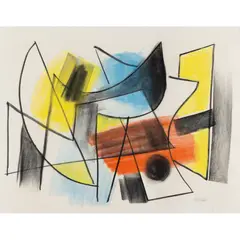 John von Wicht, Untitled, circa 1950, ink and coloured crayons on paper