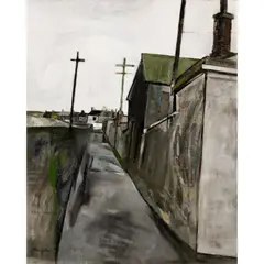 Lafrowda Terrace, St Just, 1956 by David Haughton, oil on board, sold Oct 2023