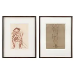 Rose Hilton, Model Seated in the Studio and Artist's Model, each signed in pencil (lower right), red pastel on paper