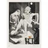 Paula Rego, Sewing on the Shadow III, 1992 (Rosenthal 96), coloured etching and aquatint on Somerset paper, from the Peter Pan series, printed by Paul Coldwell at Culford Press, London, published by Marlborough Graphics