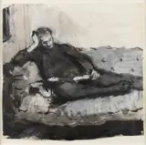 Celia Paul, Angus Reading, 1990, ink, wash and pastel on paper