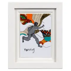 Running (for RCA Secret) by Yinka Shonibare, mixed media on postcard, sold Oct 2023