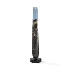 Peter Hayes, Standing Stone with Blue, raku and resin on slate base