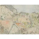 Henri Le Sidaner, Les Toits, Gerberoy, August 1936, charcoal and pastel, enhanced with oil, on paper