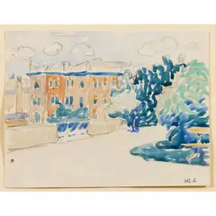 Henri-Edmond Cross, Le Parc Vénitien, c.1890, initialled in pencil (lower right) and inscribed Le Laboratorio chimico contro la tuberculosi /aglina zoja/ 11 juillet matin (verso)