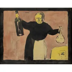 Édouard Vuillard, La Mère de l’artiste tenant une bouteille et une carafe à bout de bras, c.1891-93, watercolour, India ink and wash on paper