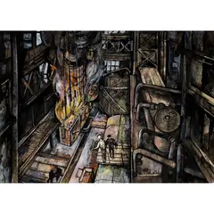 John Minton, Blast Furnace, 1948, watercolour, gouache, pen, ink and collage on paper