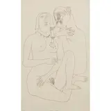 F. N. Souza, Lovers, c.1950s, pen and ink on paper