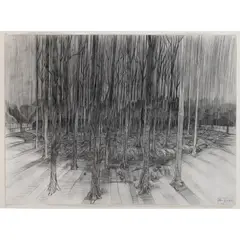 Hans Op de Beeck, NYC 3 (My Brother's Garden), 2002, graphite on paper