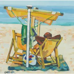 Lin Pattullo, SUN LOUNGER, oil on card