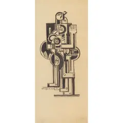 William McCance, ABSTRACT FIGURE, 1927, a woodcut