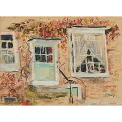 Paul Maze, THE GARDEN STEPS, pastel on buff paper