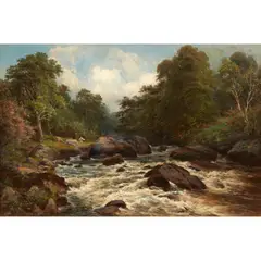 William Joseph King, PICNIC ON THE RIVER WNION, WALES, oil on canvas