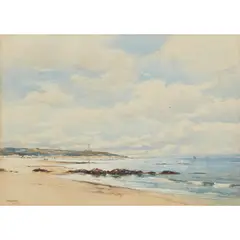 David West, SUNNY DAY, LOSSIEMOUTH BEACH, watercolour