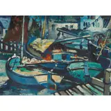 William Peters Vannet, BOATS, VOLENDAM, oil on board