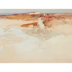 William Russell Flint, ROCKS AND POOLS, watercolour