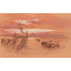 DUNKIRQUE by Samuel Bough, watercolour and body colour on pink paper, sold Jun 2023