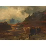 Alfred Grey, GRAZING CATTLE, APPROACHING STORM, 1840, oil on canvas