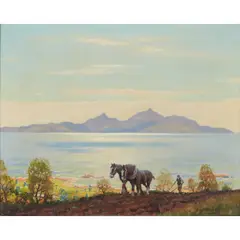 Robert Houston, PLOUGHING, LATE AFTERNOON, oil on canvas