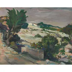 Alexander Sillars Burns, AFTERNOON, LES ANGLES, Oil on board