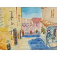 Glen Scouller, VIEW FROM THE TERRACE, watercolour