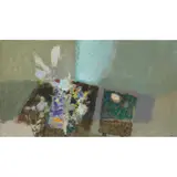 Drummond Mayo, INTERIOR WITH FLOWERS, oil on board
