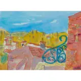 Glen Scouller, THE BALCONY, LA GAUDE, watercolour and charcoal