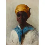 William Quiller Orchardson, A BLUE SHAWL, A YELLOW HEADDRESS, oil and pencil on board