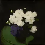 Stuart Park, HYDRANGEAS ON A GREEN TABLE, oil on canvas