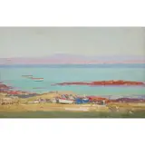 George Houston, FISHING BOATS, NORTH SHORE, IONA, oil on board