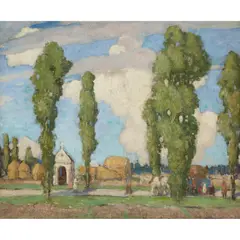 James Wright, RETURN FROM THE FIELDS, oil on board