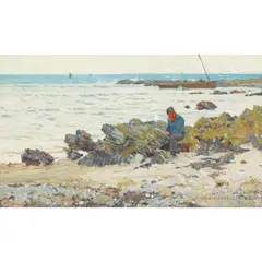 Robert McGowan Coventry, MENDING THE CREEL, oil on canvas