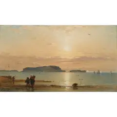 James Cassie, MUSSEL GATHERERS AT SUNSET, oil on canvas