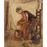Robert Gemmell Hutchison, PEELING TATTIES, oil on canvas