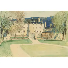 Sir David Young Cameron, TRAQUAIR HOUSE, PEEBLES, pen and ink and watercolour
