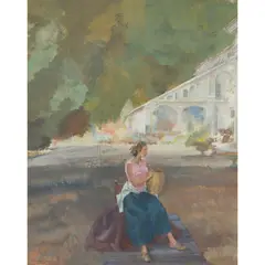 William Russell Flint, FLORA AT GREAT ENGLEBOURNE, mixed media