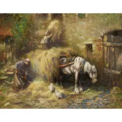 George Smith, UNLOADING THE HAY, Oil on canvas