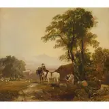 Horatio McCulloch, A REST BY THE WAY, oil on panel
