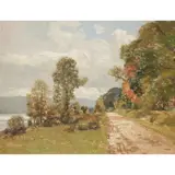 George Houston, ROAD BY THE LOCH, AUTUMN, oil on canvas
