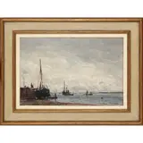 William Page Atkinson Wells, FISHERMEN NETTING IN AN ESTUARY, oil on canvas
