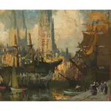 James Paterson, THE LAST OF THE INDOMITABLE, AMSTERDAM HARBOUR, oil on canvas