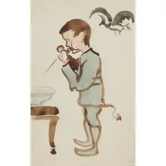 Joseph Crawhall, ALAN WITH DEVIL'S TAIL, Watercolour with traces of inscription