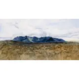 James Morrison, DISTANT MOUNTAINS, oil on board