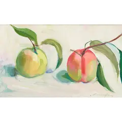 PEACHES by John Cunningham, oil on board, sold Jun 2023