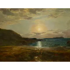 Samuel Bough, THE BEACH AT SUNSET, oil on canvas