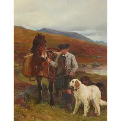 John Sargeant Noble, THE YOUNG GAMEKEEPER, oil on panel