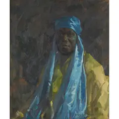 Henry Young Alison, THE BLUE HEADDRESS, oil on canvas