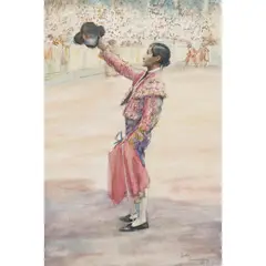 James McBey, OVATION TO THE MATADOR, pen and ink and watercolour