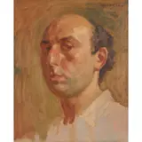Alberto Morrocco, SELF-PORTRAIT, oil on canvasboard